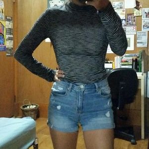 Forever 21 black striped mockneck long sleeve